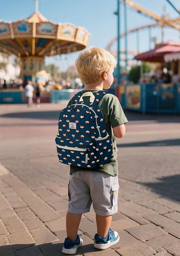 Corduroy Toddler Backpack for Boys 2-5: Preschool Backpack for Girls - Cute Kids Backpack 13.5" H Fit Folder