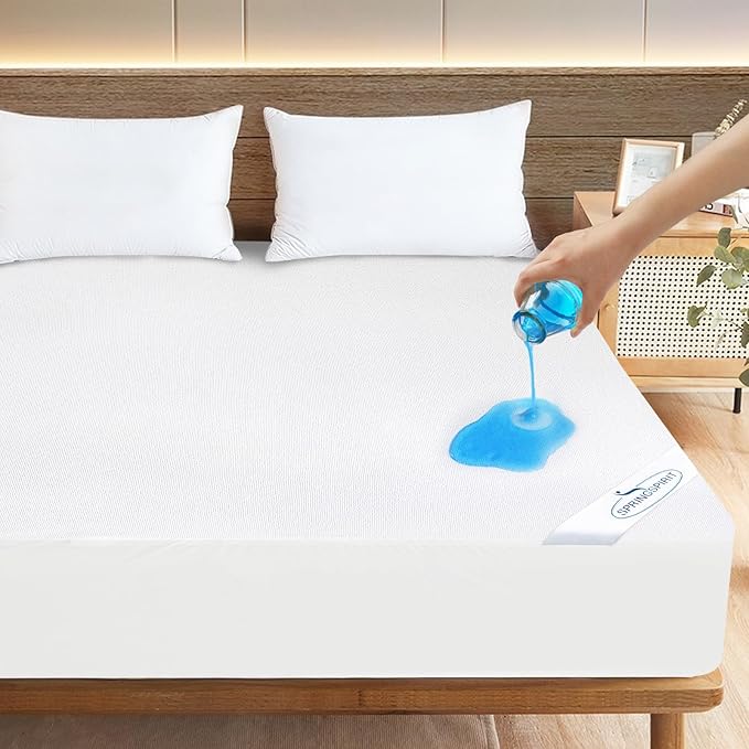 King Size Mattress Cover Protector 100% Waterproof Noiseless Mattress Topper Pad Bed Sheets Fitted up to 18'' Breathable Terry Ultra Soft & Skin-Friendly Mattress Protector King Machine Wash