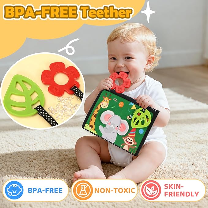 Tummy Time Toy - Black and White High Contrast Baby Toys for Newborn - Baby Visual Stimulation Mirror - Montessori Sensory Crinkle Toy for Infant 0-3-6-12 Months - Boy Girl Gift