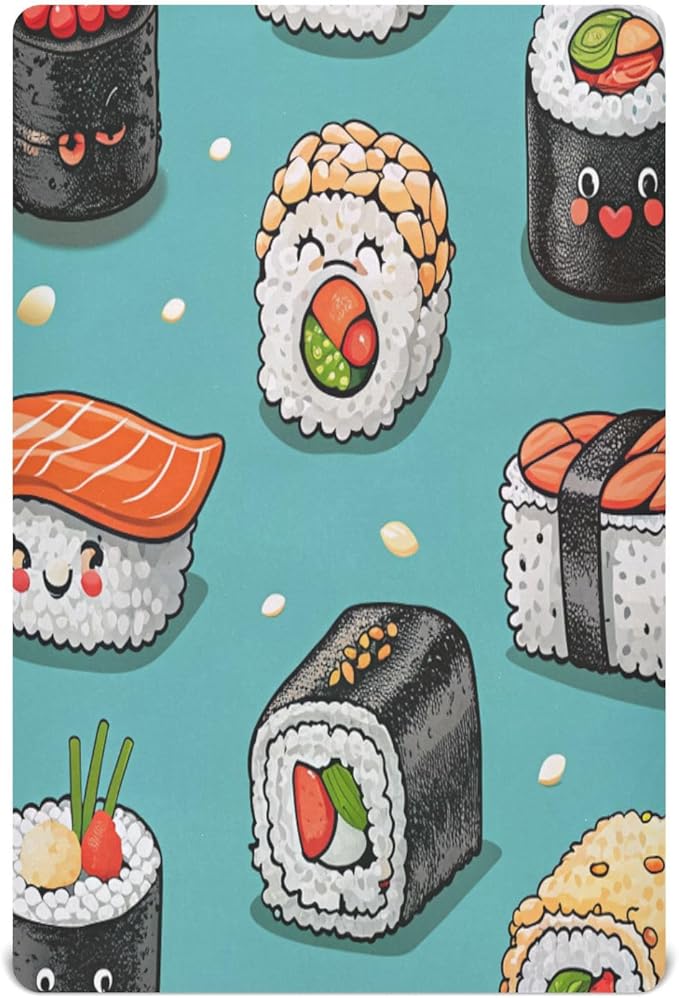 Crib Sheet, Unisex Crib Sheet, Soft and Comfortable for Standard Crib and Toddler Mattress, Cartoon Sushi Rolls