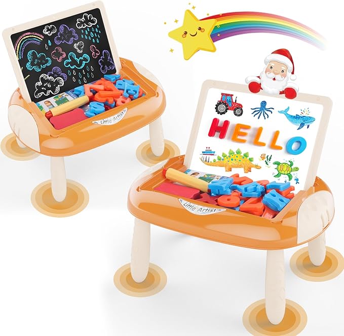 Toys for 1-2 Year Old, Toddler Toy with Magnetic Letters and Numbers, Learning and Educational Toys for 1 2 Year Old, Birthday (Creamy Orange)