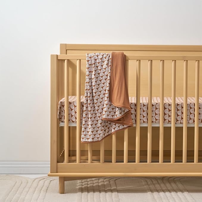 Little Sleepies Baby Crib Sheets, Buttery Soft Viscose from Bamboo Crib Sheets for Boys & Girls, Toddler Bed Sheet, Standard Crib Mattress Sheet, Super Stretchy & Elasticized (Rust Rainbows)