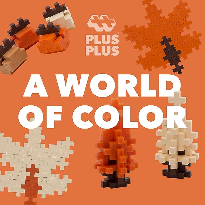 PLUS PLUS 240 Piece Interlocking Building Blocks for Kids, Open Ended Connecting Toys, Stem Bin Classroom Mini Manipulatives - Pumpkin Spice Mix Play Tube
