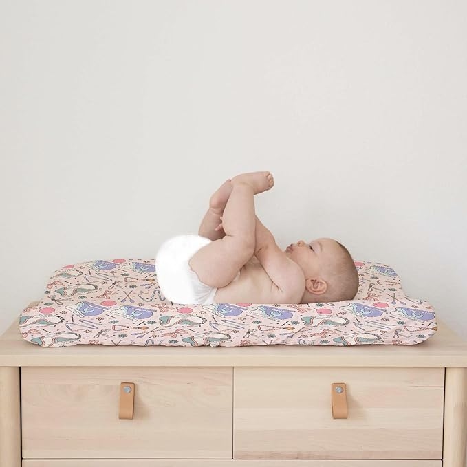 Cute Girl Gymnastics Baby Changing Pad Cover Sheets for Girls 32''x16'' Gymnast Ball Ribbon Floral Fitted Diaper Changing Table Sheets Comfort Soft Breathable Baby Change Table Mats Covers Pink
