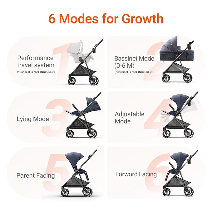 MAMAZING Air Lux Baby Stroller, Strength Carbon Fiber Frame & Only 15.8lbs, Infant Stroller with Bassinet & Cup Holder, One-Hand Compact Folding & Reversible Seat, Soft Insert & Car Seat Adapter