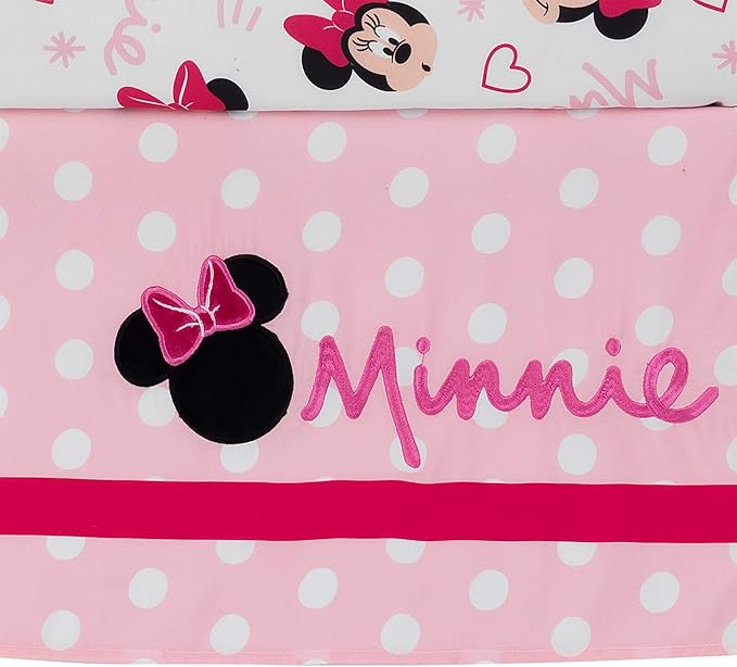 Lambs & Ivy Disney Baby Minnie Mouse Love 3-Piece Pink Nursery Crib Bedding Set