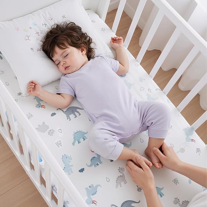 Baby Crib Sheets (2-Pack) for Boys Girls, Soft Fitted Sheets for Standard Crib Toddler Mattress, Breathable Baby Sheets (28x52x8in)