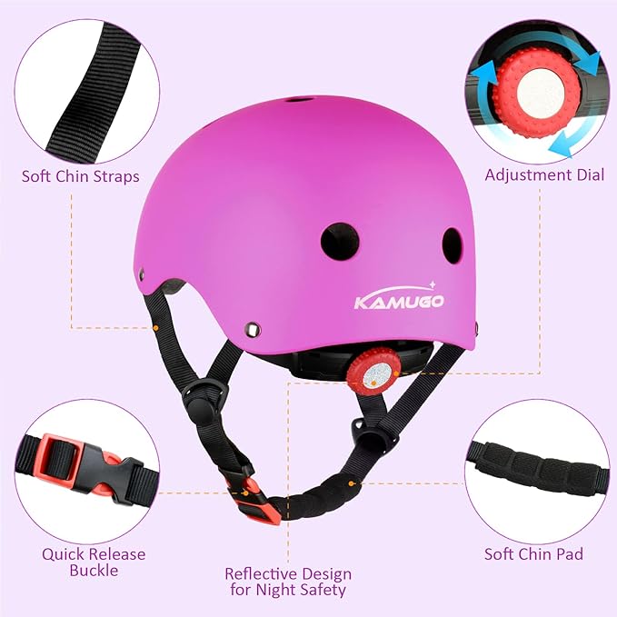 KAMUGO Kids Adjustable Helmet, Suitable for Toddler Kids Ages 2-14 Boys Girls, Multi-Sport Safety Cycling Skating Scooter Helmet