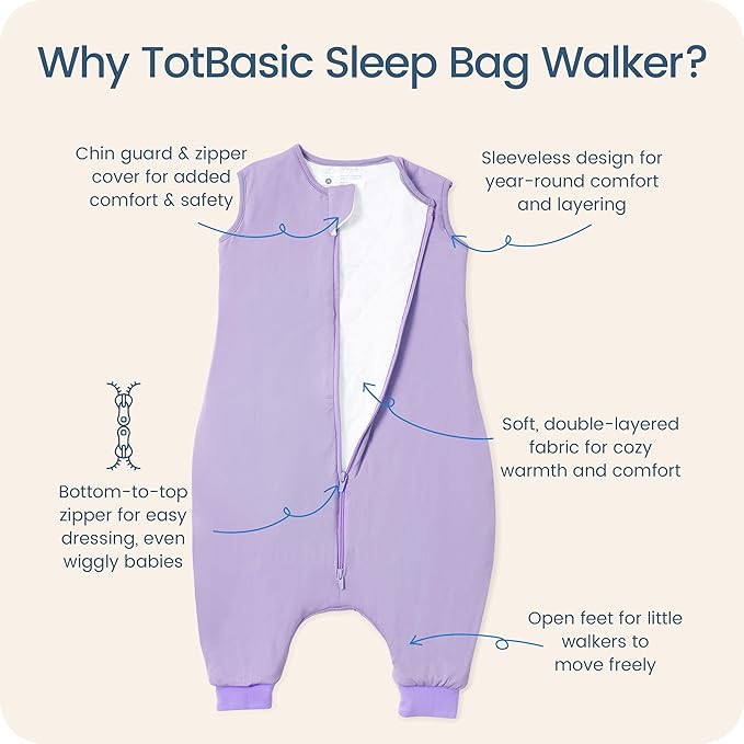 Toddler Sleep Sack with Feet, 1.0 TOG Baby Sleeping Bag with Legs, Oversized Wearable Blanket for 2T, 3T, 4T Walkers
