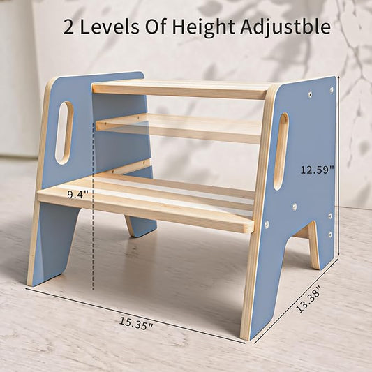 Wingyz Toddler Step Stool,Height-Adjustable Wooden Step stools for Kids with Handles,2 Stepstool for Toddlers,Bathroom Sink, Kitchen, Bedroom,Potty Training
