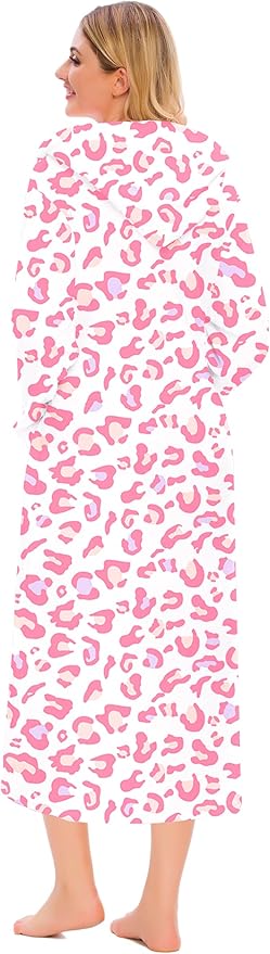 Umeyda Girls & Women Fleece Hooded Robes, Soft Fuzzy Bathrobe Warm Plush Fluffy Bath Robe for Kids Womens