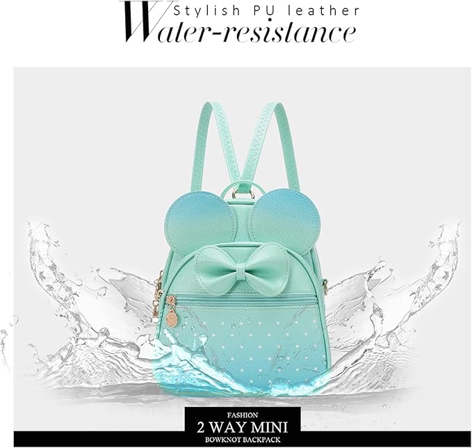 KL928 Girls Mini Backpack Bowknot Polka Dot Cute Small Daypacks Convertible Shoulder Bag Purse for Women