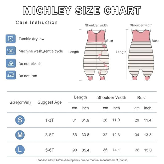 MICHLEY Toddler Sleeping Sack with Feet Newborn Infant Sleeveless Sleeping Bag 2-way Zipper Baby Wearable Blanket for Walkers,Pink Bird,5-6T