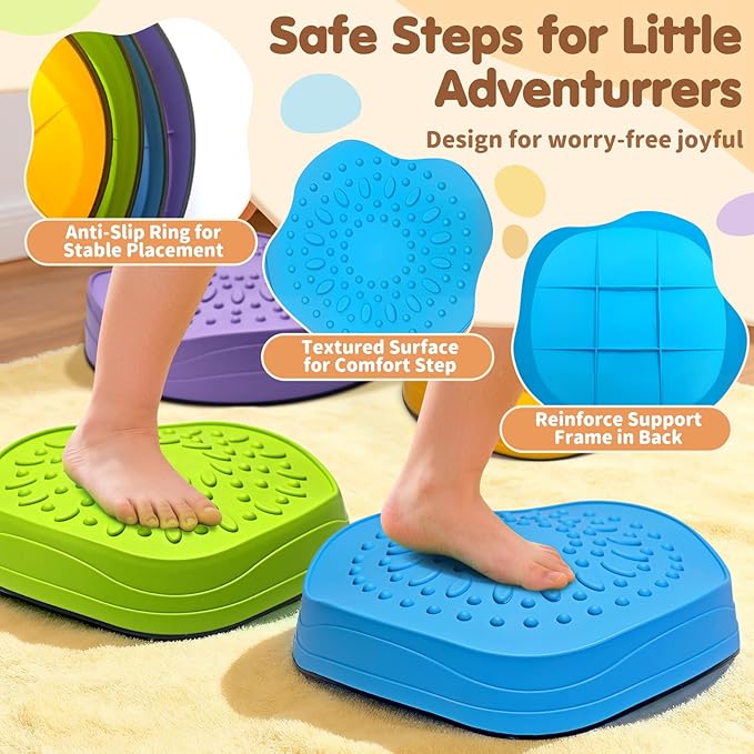OZMI Stepping Stones for Kids Toddlers, Non-Slip Balance Stepping Stones with Storage Bag, Indoor Outdoor Sensory Play Toys for 3 4 5 6 7 8 9 10 11 12 Year Old Kid Toddler Boy Girls