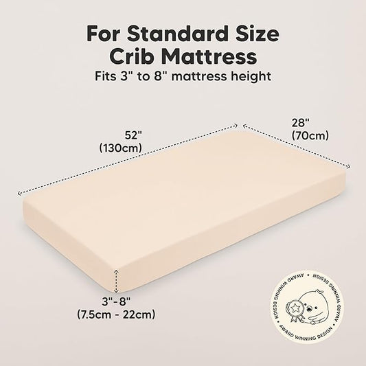 KeaBabies 2-Pack Organic Crib Sheets for Boys, Girls - 52x28 Fitted Crib Mattress Sheet Neutral, Breathable Jersey Cotton Cover for Baby Bed, Toddler Mattress, Soft & Cute Prints (Cameo)