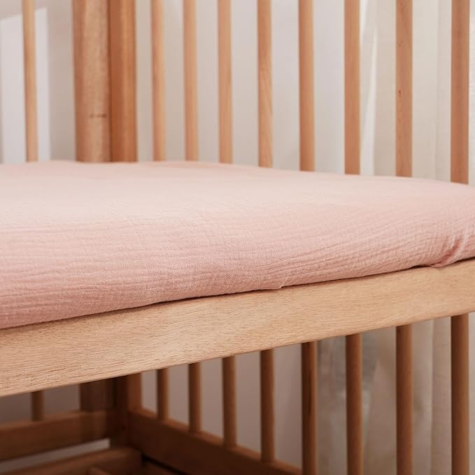 Muslin Crib Sheets–100% Organic Cotton Baby Sheets for Boys & Girls,2 Pack Muslin Mini Crib Sheets for Toddler Mattress,Breathable Crib Mattress Sheets 28''x52''(Flower)