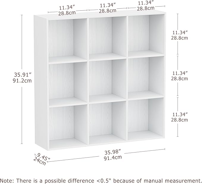 Jpiziso 9 Cube Storage Organizer, Wooden Cube Shelves with Closed Back Panel, Reversible Bookcase, Cubes Closet Organizer for Home, Living Room, Kids Room, Office, Bedroom, Study, Hallway