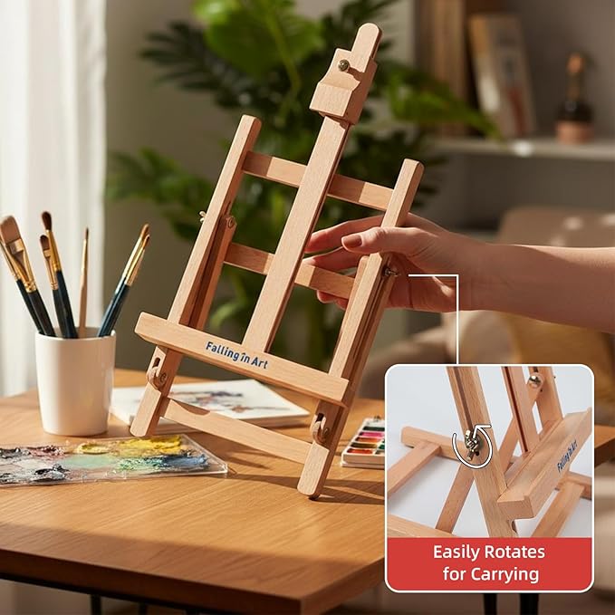 Falling in Art 52Pcs Acrylic Paint Set with Table Easel, Art Painting Kit with Acrylic Paints, Canvas Panels, Paintbrushes, Canvas Supplies Kit for Kids, Adults, Beginners, and Artists, Red