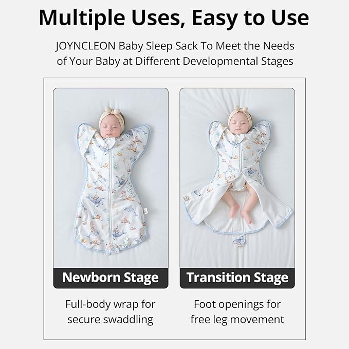 Baby Sleep Sack,0.5 TOG Self-Soothing Swaddle to Improve Sleep & Ease Startle Reflex, 100% Cotton & Breathable