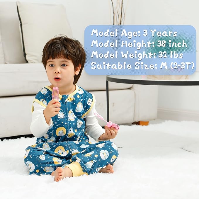 WONDAY Toddler Sleep Sack with Feet, 0.5 Tog Sleeping Sacks for Walking with Legs 12-18 Months 2T