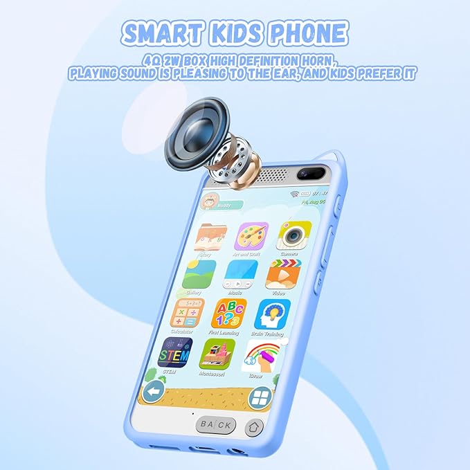 Kids Phone for Boys, 3.97" Touchscreen Kids Toys Cell Phone Learning Music Puzzle-Games, with Silicone Toddler Phone Toys for Girls Boys Age 3-12, Working Real Play Cell Phone(Blue)