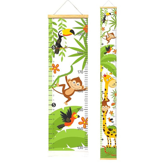 HomeEvolution Kids Growth Chart Height Measuring Chart, Jungle Animal Canvas Wall Hanging Rulers for Baby Children Girls Bedroom Decor