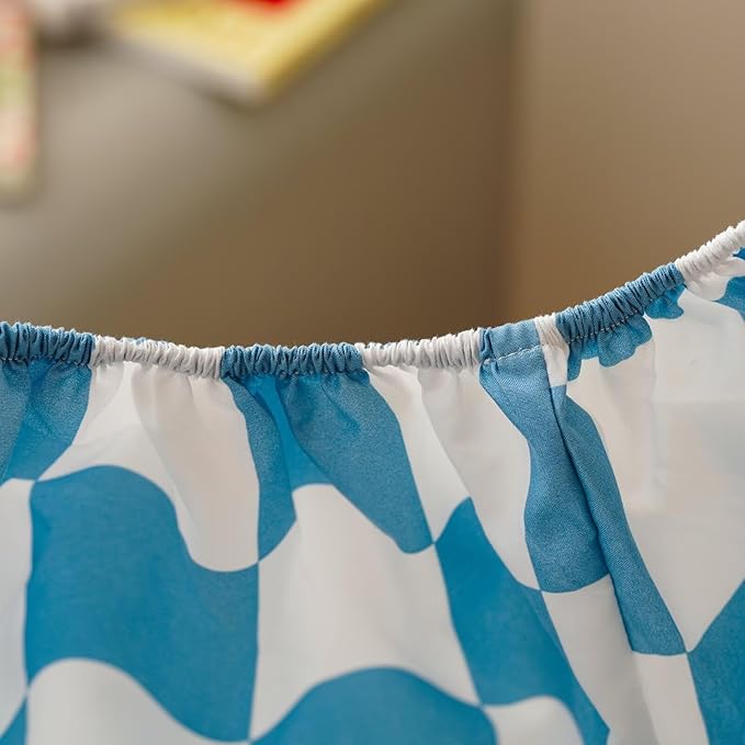 CLOTHKNOW 4 Pieces Plaid Toddler Bedding Sets for Boys Grils, Blue White Grid Pattern, Soft Crib Bed Set Including Comforter, Flat Sheet, Fitted Sheet and Pillowcase, Light Blue White