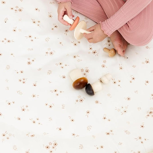 Makemake Organics GOTS Certified Organic Cotton Fitted Crib Sheet Soft Breathable (28"x52", Bloom)
