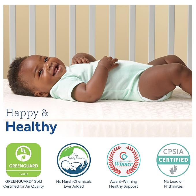 Sealy Baby Butterfly Crib Mattress plus Toddler Bed Fit, Premium American Foam, Washable Easy to Clean Zip Off Cover, GREENGUARD Gold Certified, Safety & Quality Tested, Made in USA, 52"X28"