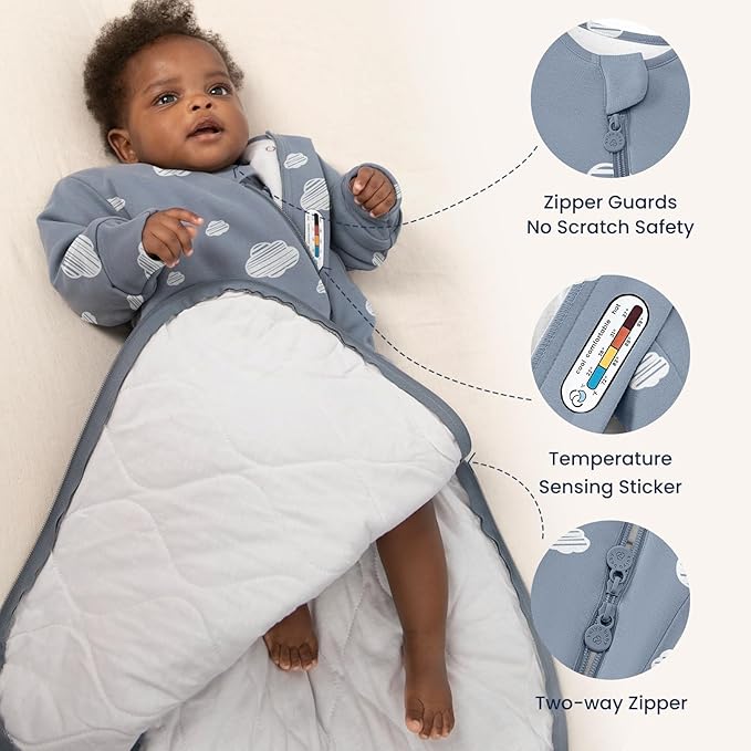 Unisex Sleeping Bag for Babies and Toddlers 1.0 Tog Sleep Sack 18-36 Months, Newborn Sleep Sack, Wearable Blanket Baby, One Piece Long Sleeves, Gifts for Baby
