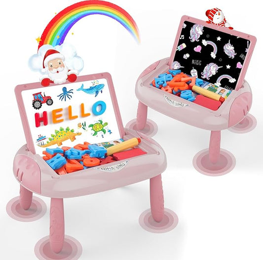 Gifts for 1-2 Year Old Girls,Toddlers Toys with Magnetic Letters and Numbers, Art Easel for Kids 1 2 Year Old, Girl Birthday Christmas Gifts (Pink)