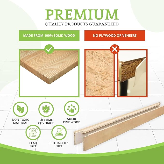 Full-Size Conversion Kit Bed Rails for Baby Appleseed & Eco-Chic Convertible Cribs - Solid Wood Rail - Toddler and Adult Bed Rail for Full-Size Beds - Nursery and Baby Furniture (Unfinished, Option 1)