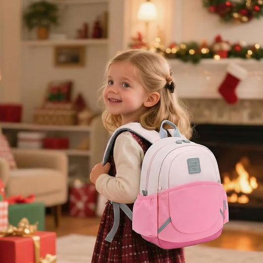 CAMTOP Toddler Backpack for Boys Girls 2-4, Kids Backpacks for Kindergarten Preschool, 12" H Small Bookbag for Daycare Travel (Pink Color-Blocking, 12''- Not fit A4 folder)