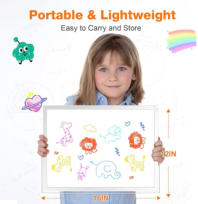 Laokiiy Weekly Dry Erase White Board, 16X12IN Magnetic Desktop Whiteboard Calendar with Stand, 8 Markers, 4 Magnets, 1 Eraser, Portable Double-Sided White Board Easel for Kids Memo to Do List Desk