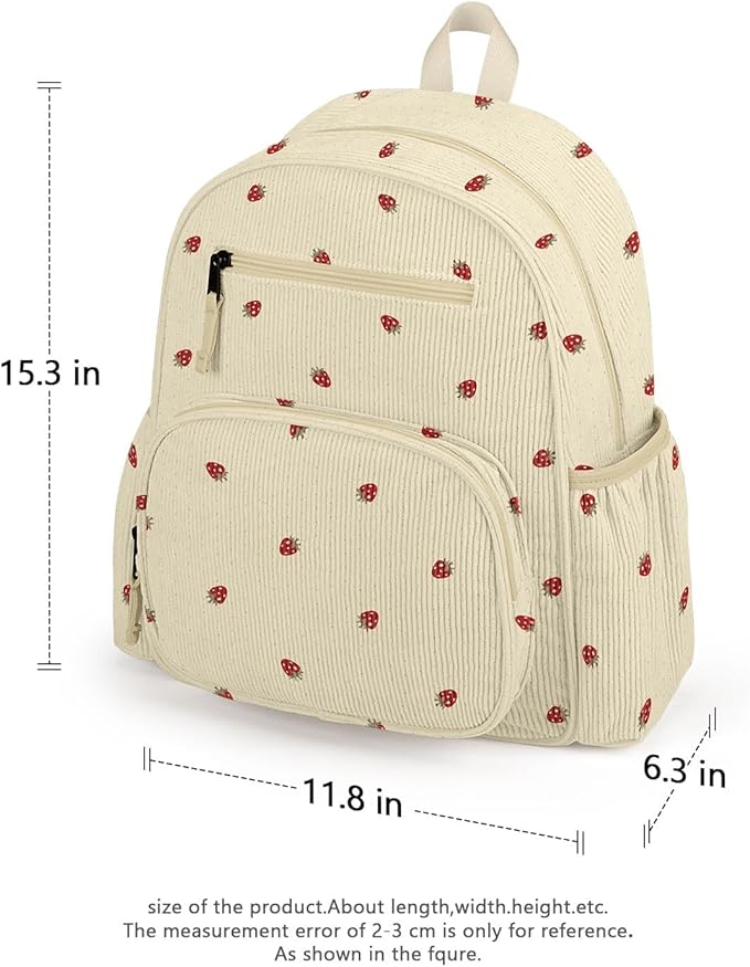 atgark Corduroy Kids Backpack for Girls, Girls Backpack 5-9, Kindergarten Elementary School Bookbag for Girl 15.3" H Fit Folder