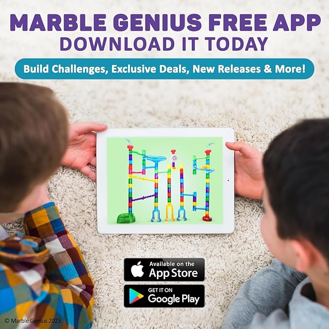 Marble Genius Marble Run Explorer Set, STEM Toys & Maze Construction Building - 85 Translucent Track Pieces & Glass Marbles for Family, Kids Toddlers Ages 4-8 - Fun Holiday Creative Gifts