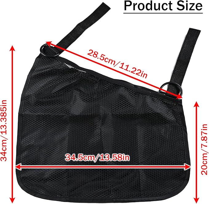 2PCS Universal Side Sling Stroller Cargo Net,Portable Storage Mesh Bag,Stroller Storage Organizer Bag,Non-Slip and Adjustable Straps Side Sling Mesh Organizer(Black)