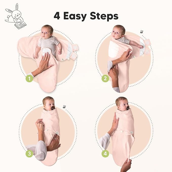 KeaBabies 3-Pack Organic Baby Swaddle Sleep Sacks - Swaddles for Newborns, Infant 3-6 Months, Baby Girls, Boys, Soft & Snug Newborn Sleep Sack, Nursery Swaddling Blankets (Angelic, L)