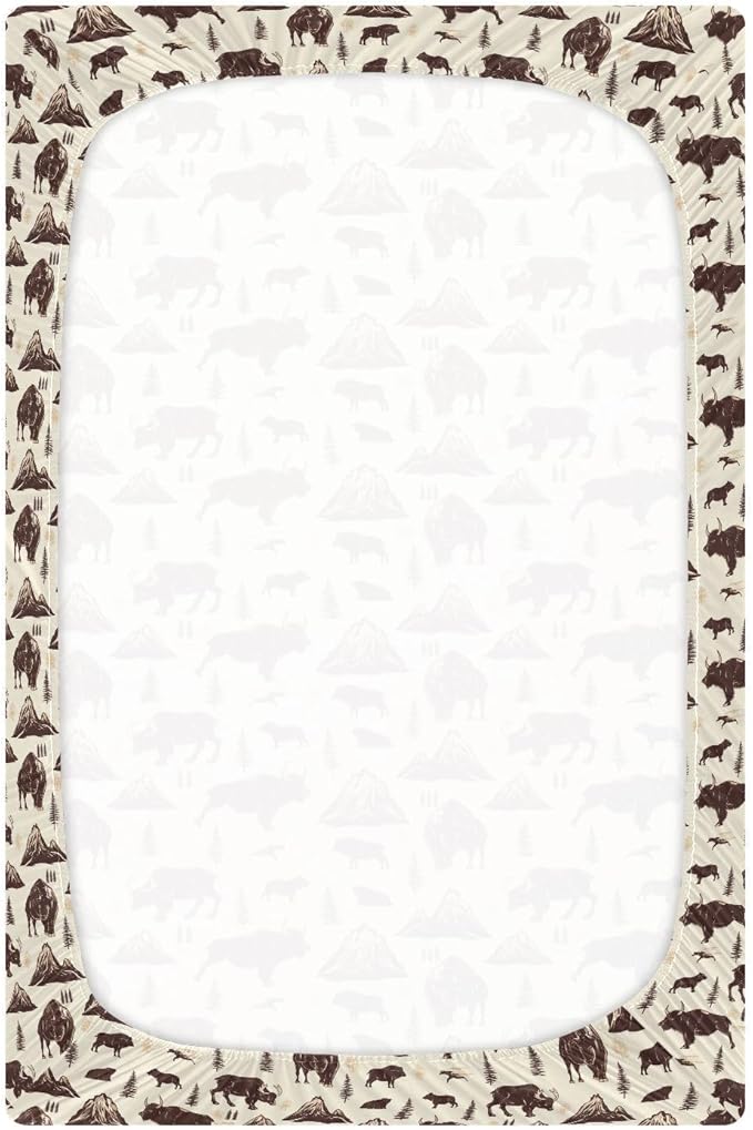 Fitted Crib Sheets for Baby Boys or Girls Soft Breathable Baby Play Yard Sheet for Standard Size Crib Mattress 52x28in National Park Deer Bear Moose