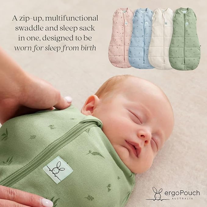 ergoPouch Cocoon Swaddle Sack 0.2 TOG - Baby Sleep Sack, Gentle Snug Fit Helps Calm Startle Reflex, Ideal for Arms In/Out Sleeping, Soft Breathable Fabric for Better Sleep (0-3 Months, Dragonflies)