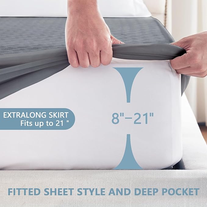Premium Waterproof Mattress Protector California King Size, Breathable Bed Cover 3D Air Fabric Cooling Mattress Pad Cover Smooth Soft Noiseless Washable, 8''-21'' Deep Pocket (Gray)