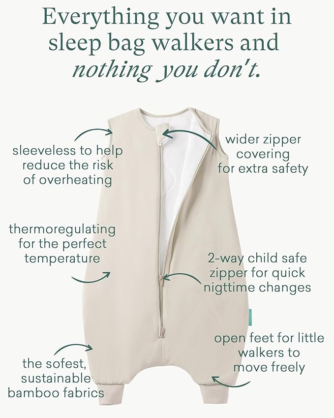 PurComfy Supersoft Toddler Sleep Sack with Feet 1.0 TOG Premium Bamboo Viscose Sleep Bag Walker with Legs 12-18-24-2t-4t-5t