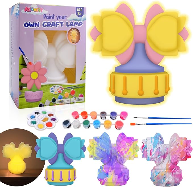 ASIOWELY Paint Your Own Butterfly Knot Lamp Kits,Arts and Crafts Supplies for Kids Toys Ages 4-6-8,DIY Art Night Light Painting for Girls Ages 5-10,Birthday Gifts for 3-12+ Year Old Toddler Teen Adult