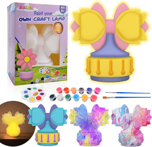 ASIOWELY Paint Your Own Butterfly Knot Lamp Kits,Arts and Crafts Supplies for Kids Toys Ages 4-6-8,DIY Art Night Light Painting for Girls Ages 5-10,Birthday Gifts for 3-12+ Year Old Toddler Teen Adult