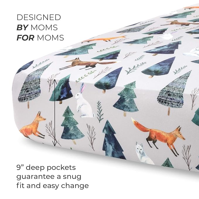 Pobi Baby - 2-Pack Fitted Crib Sheets for Boys, Girl - Baby Crib Sheet Neutral - Crib Mattress Sheet - Ultra-Soft Cotton Crib Sheets, Toddler Bed Sheets (Magical)