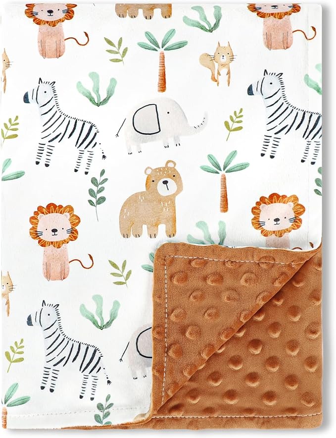 Baby Blankets for Girls, Toddler Newborn Blanket Double Layer with Dotted Backing Crib Receiving Blanket for Toddler Nursery Bed Blanket, Animal, 30x40 Inches