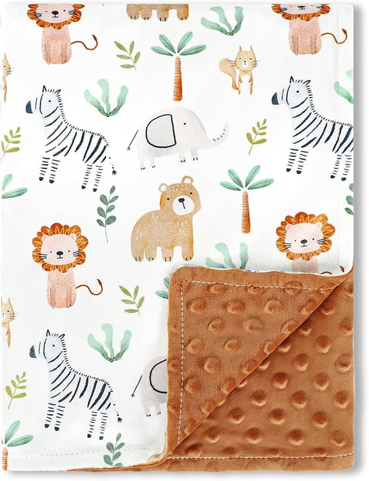 Baby Blankets for Girls, Toddler Newborn Blanket Double Layer with Dotted Backing Crib Receiving Blanket for Toddler Nursery Bed Blanket, Animal, 30x40 Inches