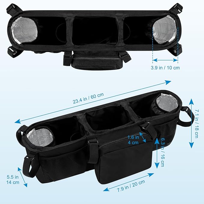 Accmor Double Stroller Organizer for Bob Duallie and Baby Jogger City Mini GT2, Double Baby Stroller Caddy Bag Organizer Accessories