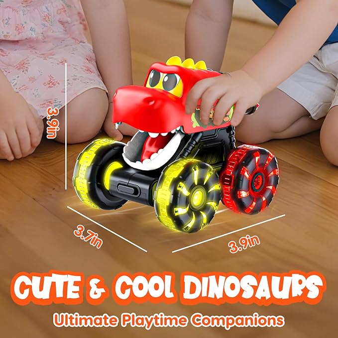 Monster Truck Toys Dinosaur Cars for Toddlers 1-3, Press and Go Cars Truck Toys for 1 2 3 4 5 Year Old Boys Girls Gift, Light Up Boy Toy Dinosaur Cars for 2 3 4 One Two Year Old Boy Birthday Gifts