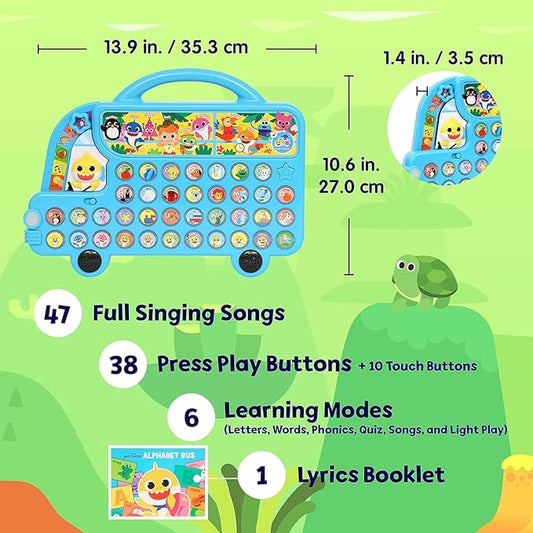 Pinkfong Baby Shark ABC Alphabet Bus (2nd Edition) Sound Pad | Premium Interactive Electronic Toy, Music Pad | Learning & Education Toys, Gifts for Kids and Toddlers